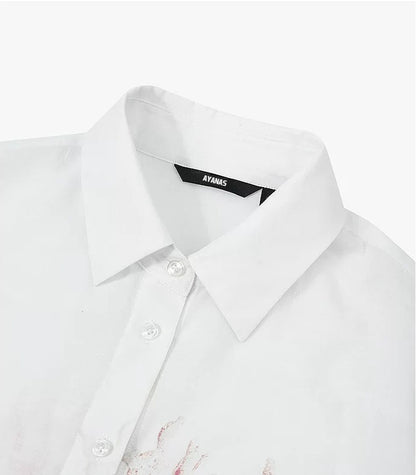 AYANAS Loose-fitting women's shirt with hand-painted coral print