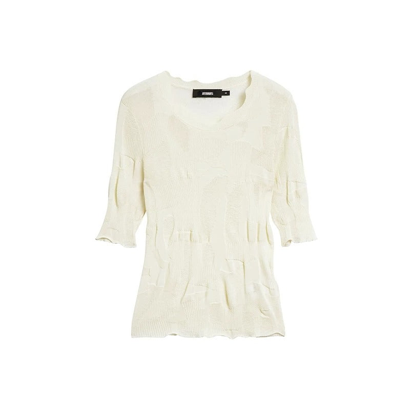 AYANAS Beige women's knit sweater shirt